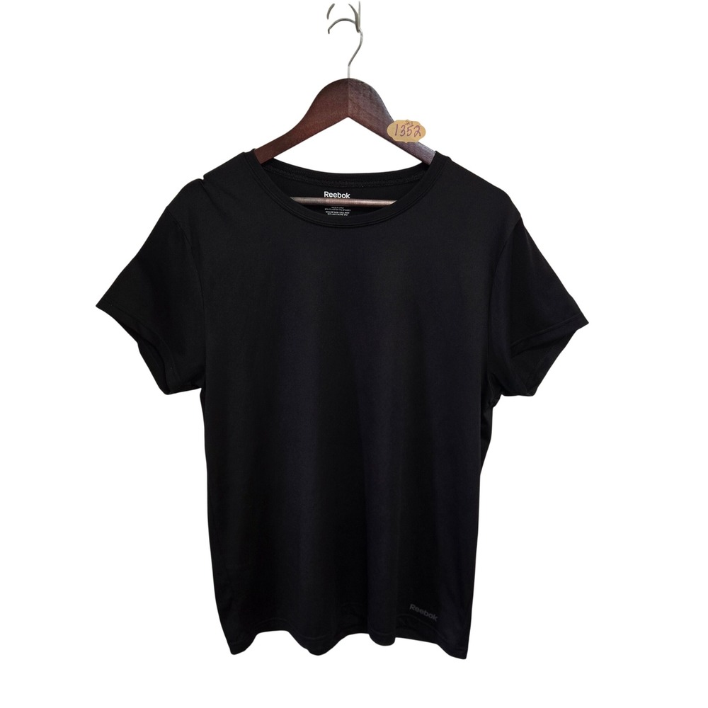Reebok Mens Large Black Performance Training T-Shirt Activewear Crew Neck FA14
